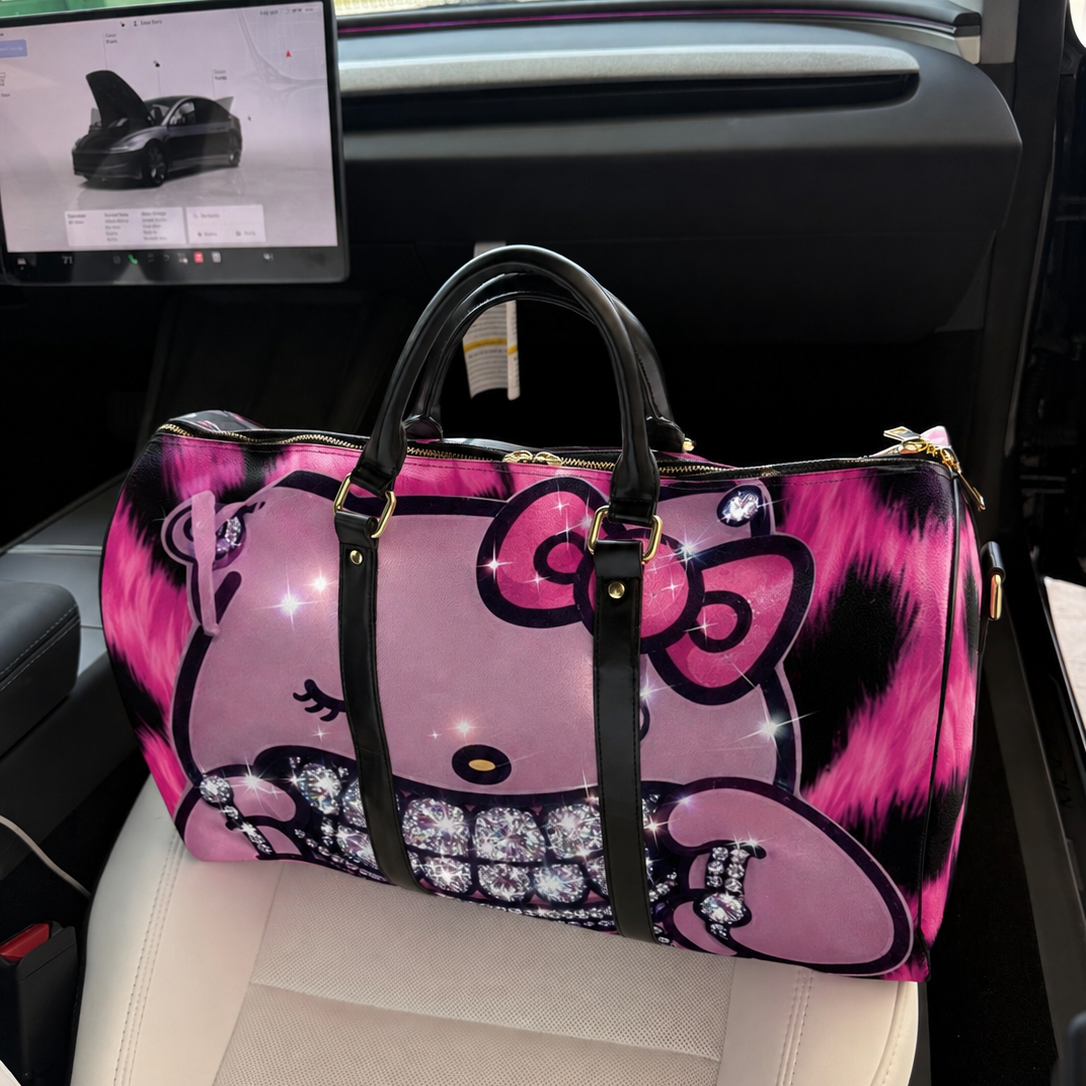 HOT PINK HK BLING DUFFEL BAG
