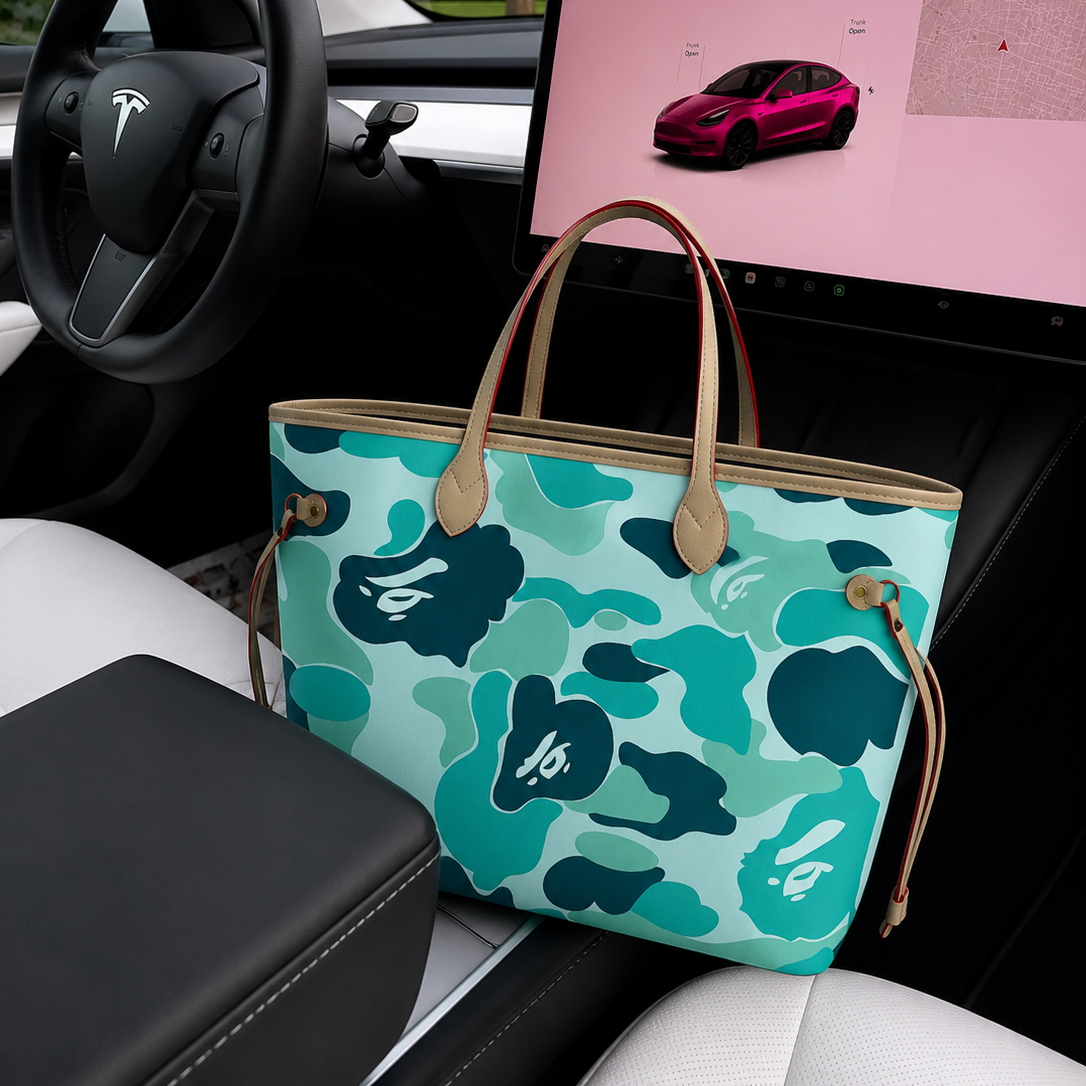 TEAL CAMO TOTE BAG
