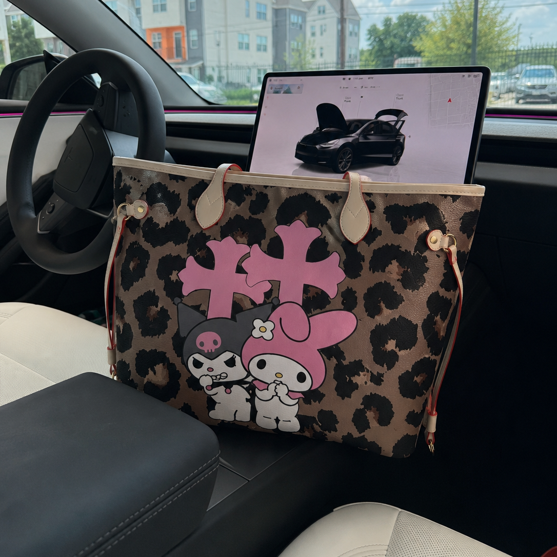 CHEETAH PINK CROSS TOTE BAG